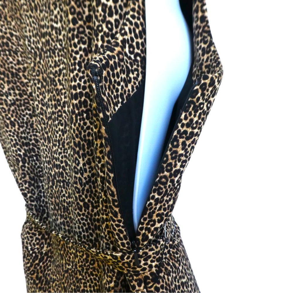 NEW Michael Kors Jumpsuit Belted Animal Cat Print Sleeveless Shoulder Zip Crop 8 - Picture 8 of 15